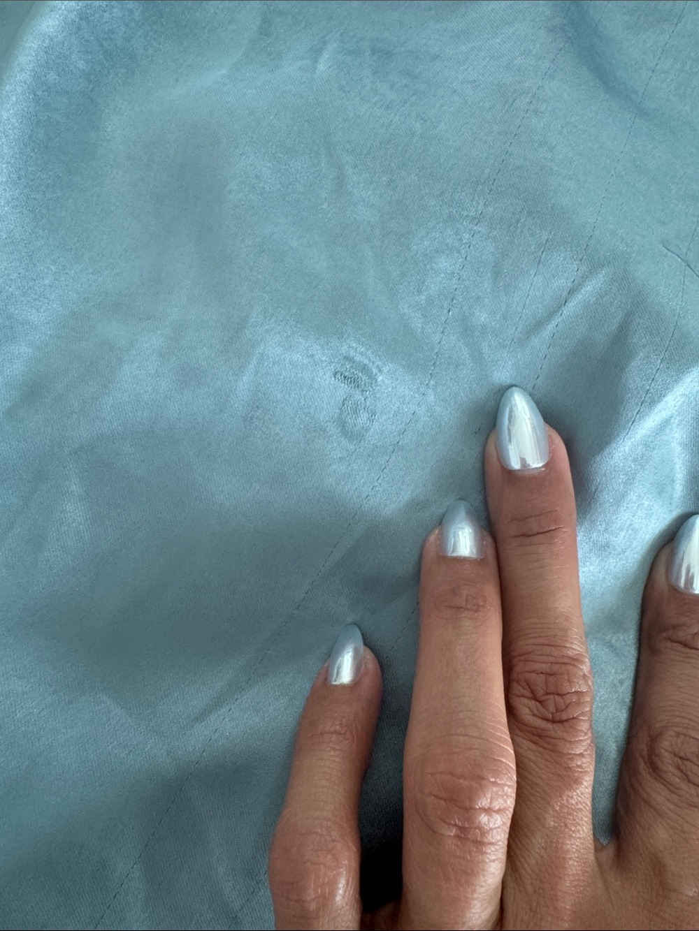 Selfie Leslie Satin Halter Maxi Dress in Sky Blue - Picture 5 of 7